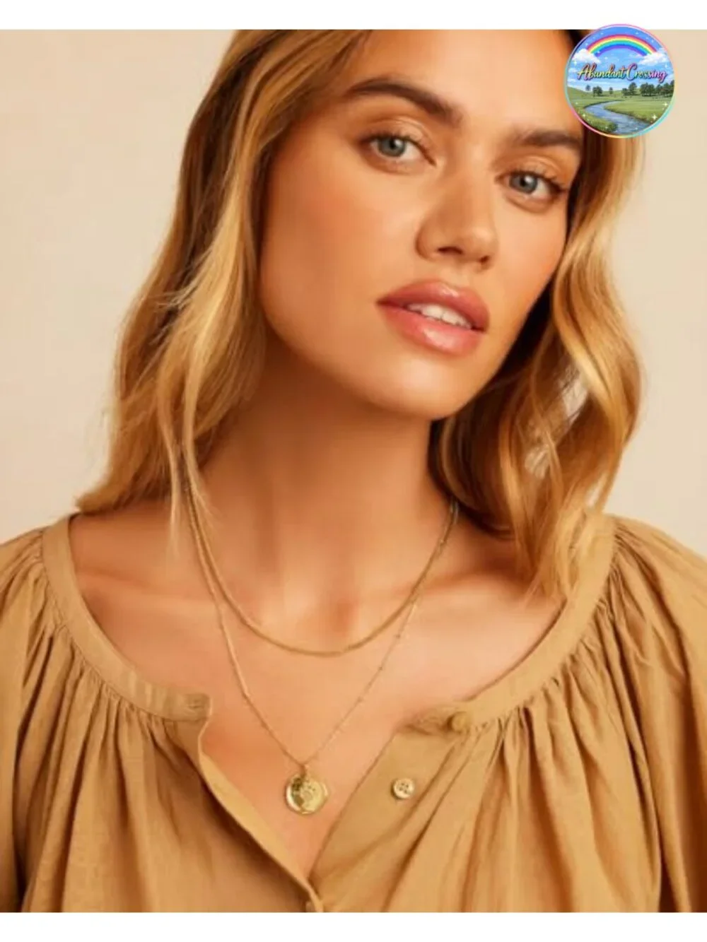 18k Gold Plated Compass Coin Pendant Necklace, 17-19 inch Adjustable Chain